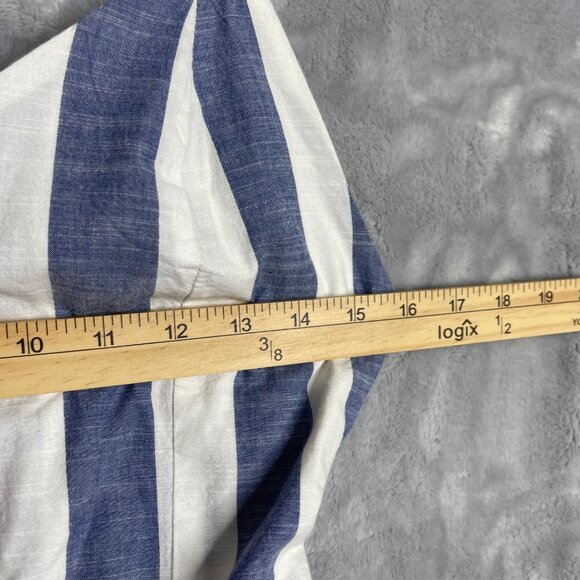 Japna Wide Leg Blue White Stripe Jumpsuit Women S Cotton Tie Back Preppy Coastal - Picture 6 of 9